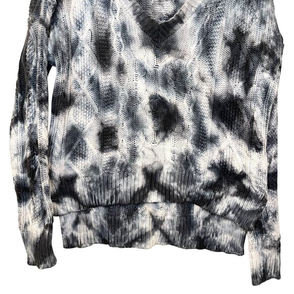 Anthropologie Pilcro Joni Tie-Dye Chunky Cable Knit Sweater Navy Blue White XS - Picture 5 of 9